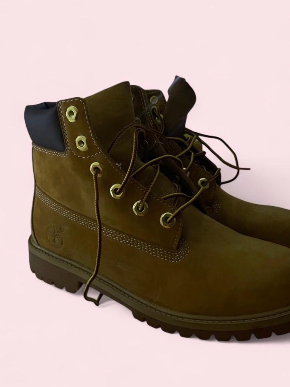 Timberland Olive Green Lace-Up Nubuck Work Boots